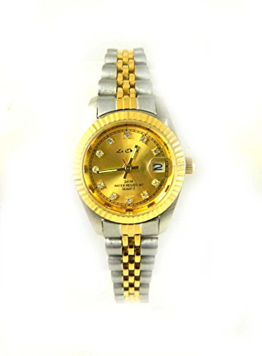 Damen Le Chat Designer Look 2 Ton Gold Look Silber Armband Gold Ton Crystal Set Zifferblatt Fold Over Armband Armbanduhr