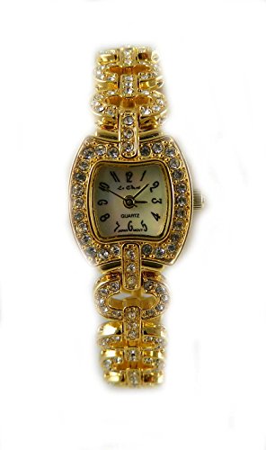 Le Chat vergoldet echtem Kristallglas Art Deco Stil Armband Armbanduhr