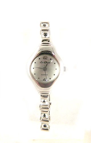 Klar Crystal Set Silber Ton Armband Uhr echt Perlmutt Zifferblatt