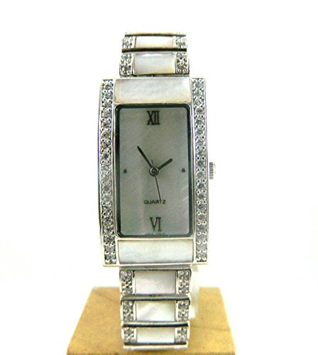 Sehr schwere gekennzeichnet Silber Zirkonia und Echte Perlmutt Armband Armbanduhr New Box