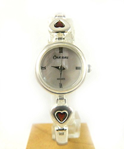 mit Punze Solide Silber echten Granat Januar Geburtsstein Herz Set Valentine Armband Armbanduhr