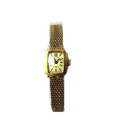 Vintage Gold Ton Mesh Damen Delvina Swiss Cocktail Armbanduhr