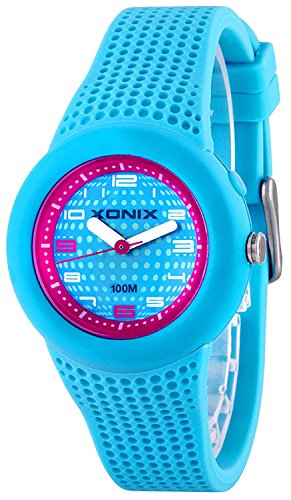 Kleine analoge XONIX Armbanduhr fuer Damen und Maedchen mit Licht WR100m XRKP43HE 3
