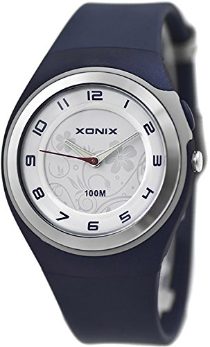Bezaubernde Damen XONIX Armbanduhr WR100m nickelfrei Licht Blumenmuster PI 7