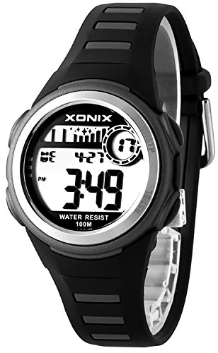 Elektronische XONIX Armbanduhr WR100m Timer Alarm fuer Damen und Kinder F56DC67Q 5