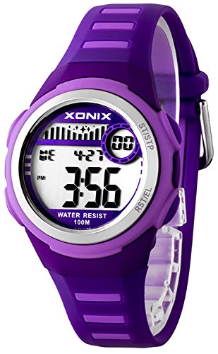 Elektronische XONIX Armbanduhr WR100m Timer Alarm fuer Damen und Kinder F56DC67Q 3