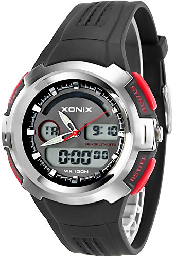 Multifunktions Armbanduhr XONIX fuer Herren und Jungen analog didital WR100m XLD0 3