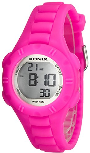 Sportliche XONIX Armbanduhr fuer damen und Kinder WR100m Alarm Timer Stoppuhr XDF50F 1