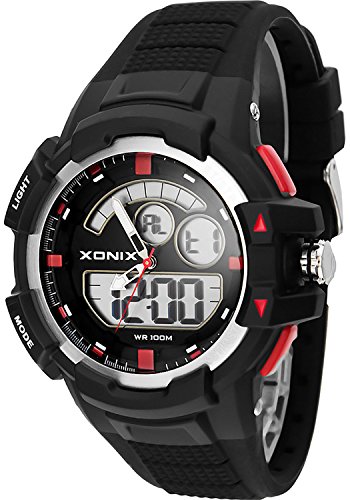 Herren Teenager Multifunktions XONIX Armbanduhr digial analog WR100m XMWM 5