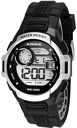 Herren und Teenager XONIX Armbanduhr WR100m Stoppuhr mit Zwischenzeiten Alarm Datum Timer XD0JR 1