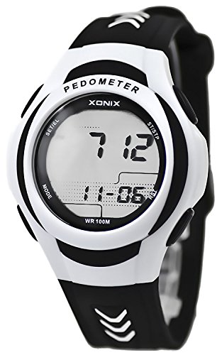 Unisex Trainings XONIX Armbanduhr mit Schrittzaehler Kalorienzaehler Speicher WR100m PQG 3