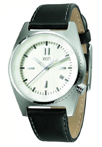 XEN Armbanduhr mit antiallergenem Lederband in schwarz XQ0221