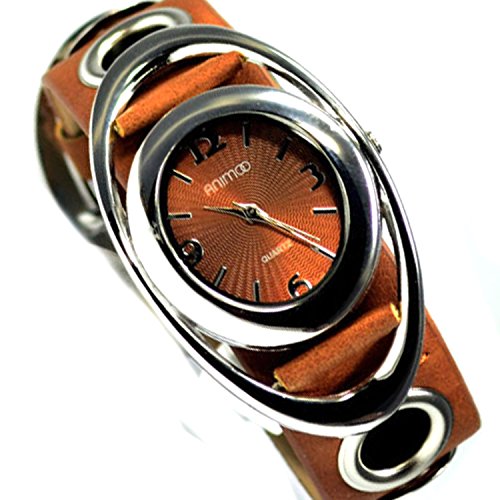 Leder in Dunkel Braun Silber Retro Designer Uhr Trend Watch