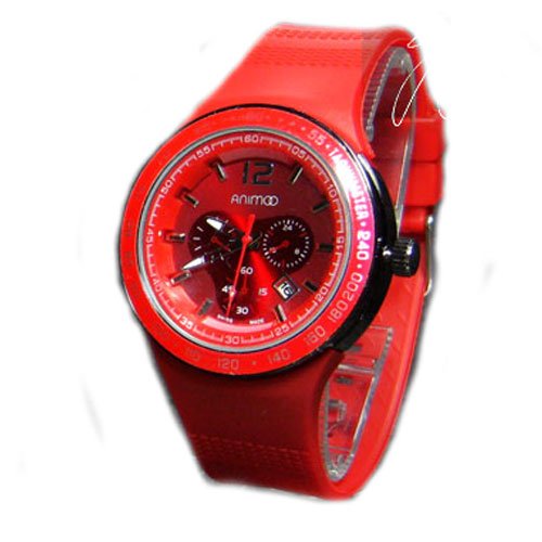 Rot Unisex Uhr Chronograph Look Watch Silikon Datum Sprot Retro Uhr