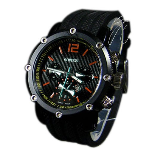 Silikon Schwarz Orange Herrenarmbanduhr Datumsanzeige Silicone Watch