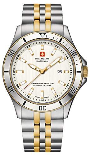 Swiss Military Flaggschiff MenQuarz-Uhr mit weissem Zifferblatt Analog-Anzeige und Silber-Edelstahl-Armband 6-5161755001