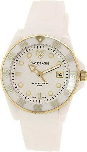 Swiss Eagle - se-9052 - 22 - GLACIER - Armbanduhr - Quarz Analog - Weisses Ziffernblatt - Armband Silikon weiss
