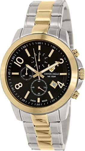Swiss Eagle - se-9054 - 44 - Weisshorn - Armbanduhr - Quarz Chronograph - Zifferblatt schwarz Armband Stahl zweifarbig