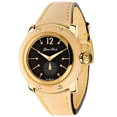 Glam Rock Damen GR40009 Palm Beach Collection Diamant Akzent Beige Leder Uhr