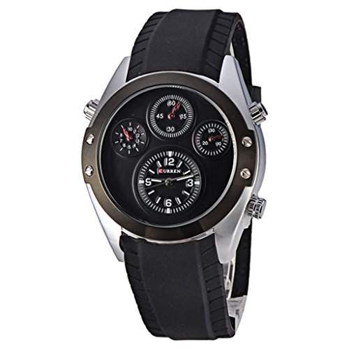 Soleasy Herren Quarz laessig mit 4 arabische Zahlen Silikon Wrist Watches WTH4653