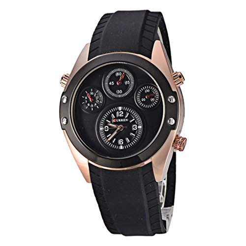 Soleasy Herren Quarz laessig mit 4 arabische Zahlen Silikon Wrist Watches WTH4654