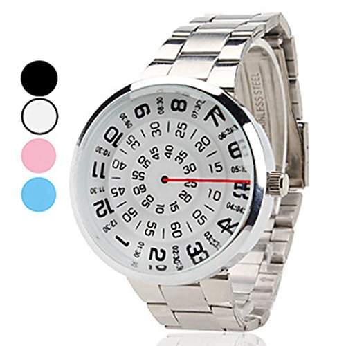 Soleasy Herren kreativen Turntable Style Silber Stahl-Band Quarz Wrist Watch WTH8286