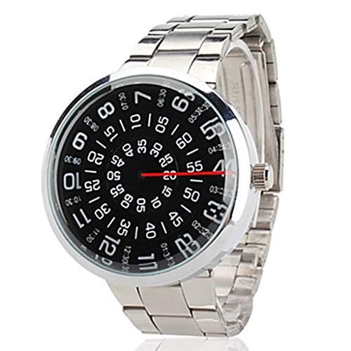 Soleasy Herren kreativen Turntable Style Silber Stahl-Band Quarz Wrist Watch WTH8287