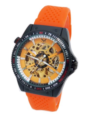 V8 St Tropez Sportliche Automatik Flieger Uhr in Orange G0 6