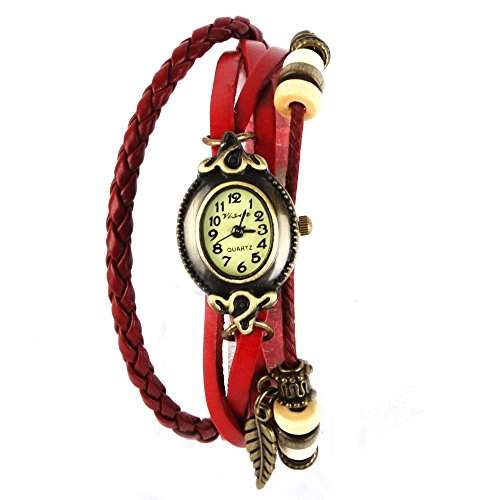YESURPRISE Uhr Leder Armbanduhr Armreif Damenuhr Lady Quarz Bracelet Beads Watch Geschenk Gift montre de poche reloj de pulseraB2