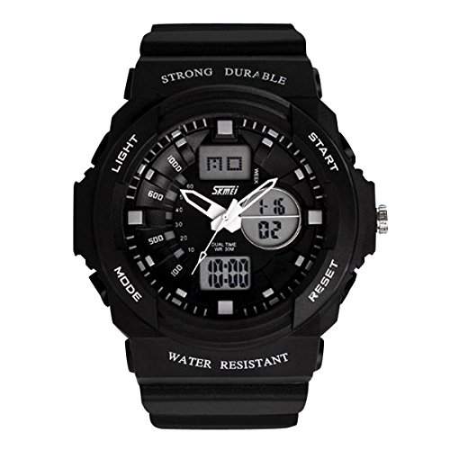 YESURPRISE Uhr Armbanduhr Herren Uhr Sport Uhr Multifunktions-LED Dual Display Digitaluhr Alarm Wasserdicht Geschenk