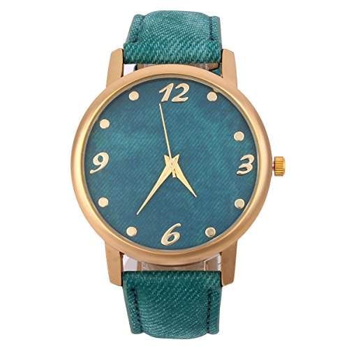 Yesurprise Damen Uhr PU Kinder Denim-Stoff Armbanduhr Leder Quarz Uhr Paare Uhr Watch Geschenk Watch Gift montre de poche E4