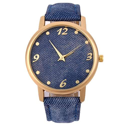 Yesurprise Damen Uhr PU Kinder Denim-Stoff Armbanduhr Leder Quarz Uhr Paare Uhr Watch Geschenk Watch Gift montre de poche E5