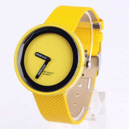 YESURPRISE Quarz Leder Damen Herren Kinder Uhr Armbanduhr Geschenk Watch gelb Geschenk Xmas Gift watch reloj de