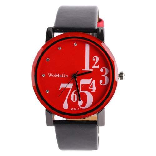 YESURPRISE Leder Armbanduhr Quarz Damen Kinder Uhr Damenuhr Unisex mit Ziffer Geschenk Gift rotGeschenk Xmas Gift watch