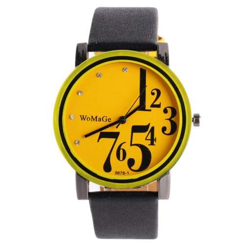 YESURPRISE Leder Armbanduhr Quarz Damen Kinder Uhr Damenuhr Unisex mit Ziffer Geschenk Gift gelb Geschenk Xmas Gift