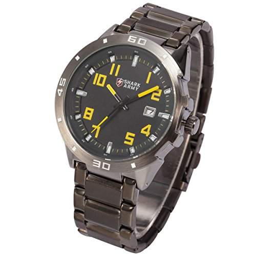 SHARK ARMY Herren Armbanduhr Quarzuhr mit Armband aus Edelstahl Datumanzeige SAW073
