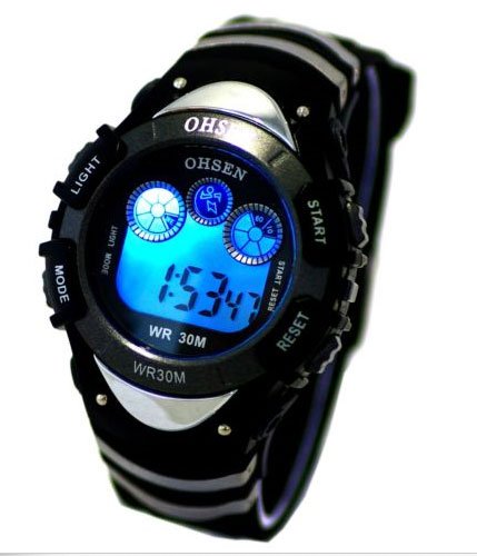 Digital Jungen Sport Armbanduhr Datum Alarm Stoppuhr mit 7 Farbe Hintergrundbeleuchtungen