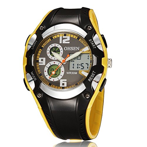 OHSEN Sportuhren Herren Sport Analog Multifunktions LED Alarm Chronograph Handgelenk watch yellow