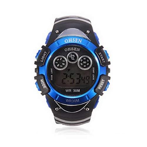 OHSEN YI-0815-2 LCD Digital Quarz Silikon Sport Herren-Armbanduhr Blau