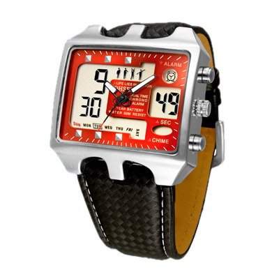 OHSEN YI-AD0930-4 LCD-Datum Tag-Digital-Sport-Quarz-Uhr Alarm Maenner Rot
