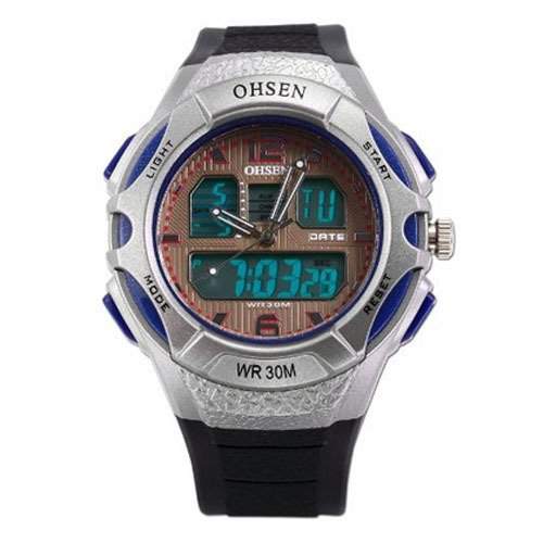 OHSEN YI-AD1301-3 Dual Time Digital-Datum Tag Alarm Stoppuhr Mens Sport Watch Blau
