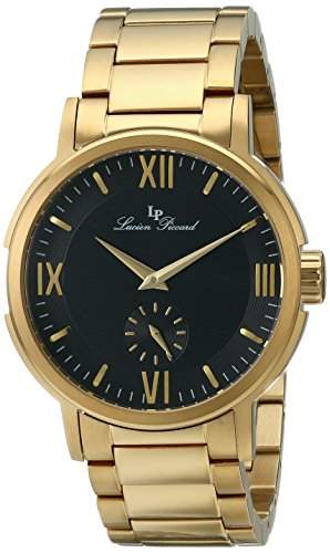 Lucien Piccard Herren 44mm Gold Edelstahl Armband & Gehaeuse Uhr 12744-YG-11
