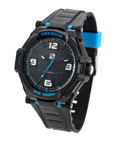 Freegun ee5092 Armbanduhr Quarz Analog Zifferblatt schwarz Armband Kunststoff schwarz