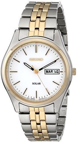 Seiko SNE032 Mens Stainless Steel Silver White Dial Solar Watch