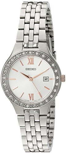 Seiko sur759 Damen Armband Silber Edelstahl Band Grau Zifferblatt Armbanduhr