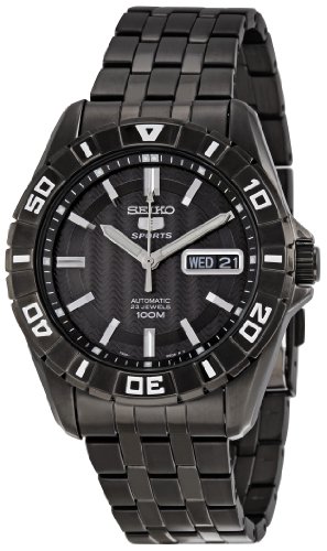 Black Stainless Steel Seiko 5 Sports Automatic Black Dial Rotating Bezel
