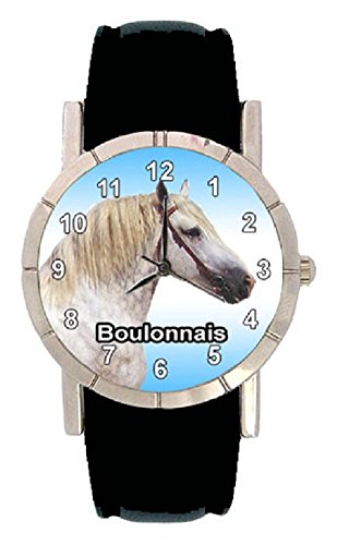 Boulonnais Pferde Motiv mit Lederarmband