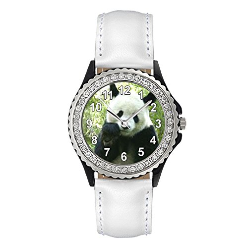 Panda Strass mit Lederarmband in weiss
