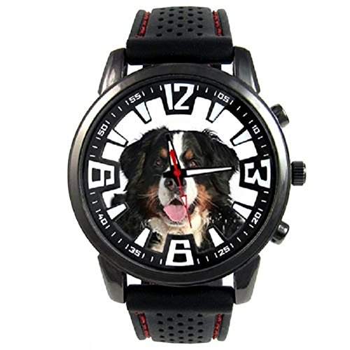 Berner Sennenhund - Herrenuhr mit schwarzem Silikonarmband
