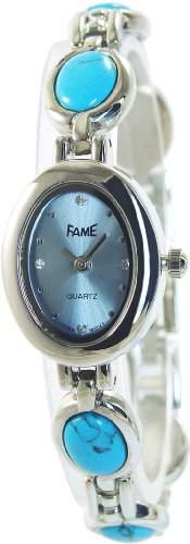 Damenuhr Blau Silber Analog Metall Armbanduhr Quarz Perlen Mode Uhr
